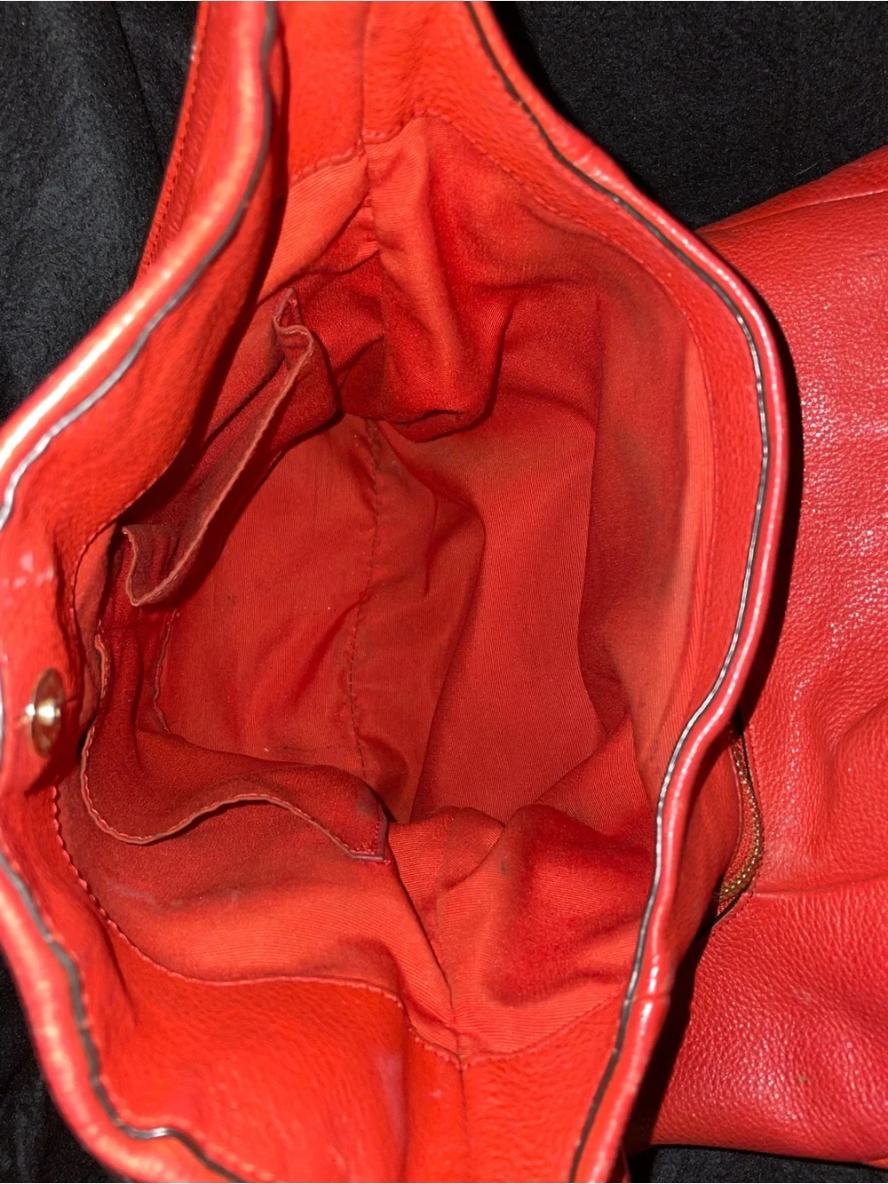 Coach Red Pebbled Leather Shoulder Bag with Gold Logo